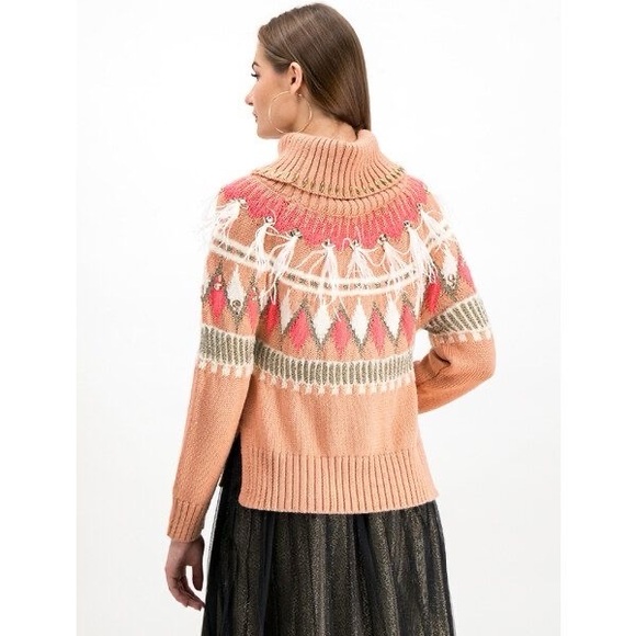 TWINSET Pullover Sweater With Embroidery and Pink Feathers Size XS New - Picture 13 of 16